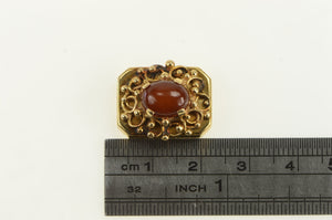 14K Oval Agate Ornate Swirl Slide Bracelet Charm/Pendant Yellow Gold