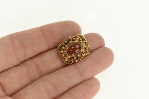 14K Oval Agate Ornate Swirl Slide Bracelet Charm/Pendant Yellow Gold