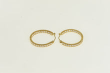 Load image into Gallery viewer, 14K 20.9mm Inside Outsize CZ Hoop Earrings Yellow Gold