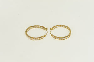 14K 20.9mm Inside Outsize CZ Hoop Earrings Yellow Gold