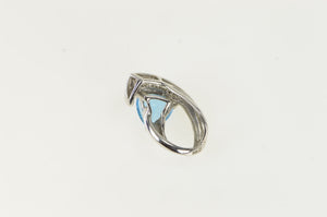 14K Trillion Blue Topaz Diamond Loop Pendant White Gold