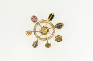 14K Arts + Crafts Victorian Stick Pin Cluster Pin/Brooch Yellow Gold