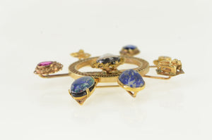 14K Arts + Crafts Victorian Stick Pin Cluster Pin/Brooch Yellow Gold