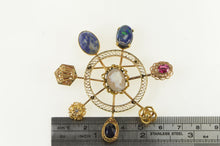 Load image into Gallery viewer, 14K Arts + Crafts Victorian Stick Pin Cluster Pin/Brooch Yellow Gold