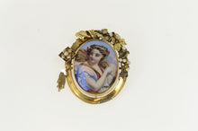 Load image into Gallery viewer, 14K Victorian Painted Lady of the Harvest Pin/Brooch Yellow Gold