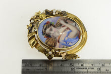 Load image into Gallery viewer, 14K Victorian Painted Lady of the Harvest Pin/Brooch Yellow Gold