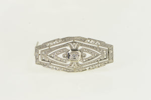 14K Elaborate Art Deco Diamond Filigree Pin/Brooch White Gold