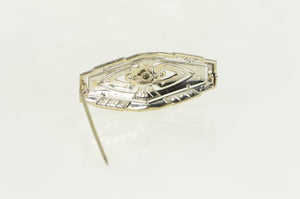 14K Elaborate Art Deco Diamond Filigree Pin/Brooch White Gold