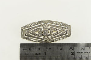 14K Elaborate Art Deco Diamond Filigree Pin/Brooch White Gold