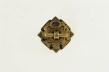 Load image into Gallery viewer, 14K Victorian Etched Black Enamel Mourning Pin/Brooch Yellow Gold