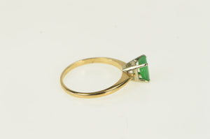 14K Natural Emerald Solitaire Engagement Ring Yellow Gold