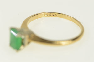 14K Natural Emerald Solitaire Engagement Ring Yellow Gold