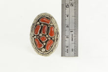 Load image into Gallery viewer, Sterling Silver Oval Coral Southwestern Statement Ring