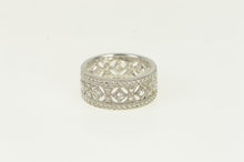 Load image into Gallery viewer, 14K Pave Simulated Gemstone Encrusted Ornate Band Ring White Gold
