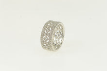 Load image into Gallery viewer, 14K Pave Simulated Gemstone Encrusted Ornate Band Ring White Gold