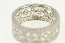 Load image into Gallery viewer, 14K Pave Simulated Gemstone Encrusted Ornate Band Ring White Gold