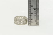 Load image into Gallery viewer, 14K Pave Simulated Gemstone Encrusted Ornate Band Ring White Gold