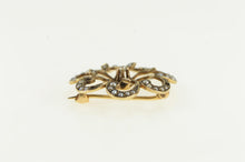 Load image into Gallery viewer, 10K Victorian Diamond Seed Pearl Ornate Pin/Brooch Yellow Gold