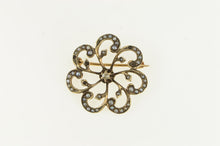 Load image into Gallery viewer, 10K Victorian Diamond Seed Pearl Ornate Pin/Brooch Yellow Gold