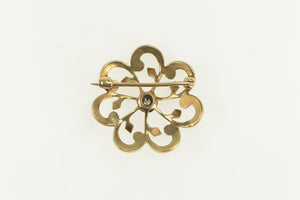10K Victorian Diamond Seed Pearl Ornate Pin/Brooch Yellow Gold