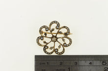 Load image into Gallery viewer, 10K Victorian Diamond Seed Pearl Ornate Pin/Brooch Yellow Gold