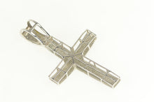 Load image into Gallery viewer, Sterling Silver Pave Diamond Encrusted Cross Pendant