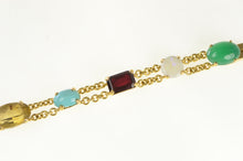 Load image into Gallery viewer, 18K Ornate 1960&#39;s Gemstone Cabochon Bracelet 7.75&quot; Yellow Gold
