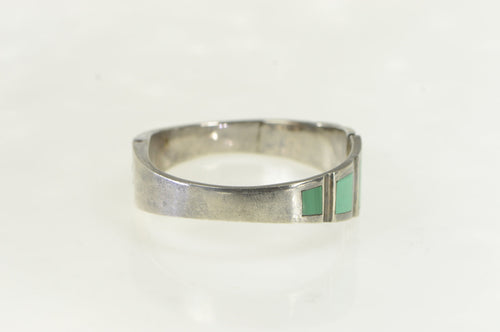 Sterling Silver Malachite Inlay Ornate Oval Bangle Bracelet 7.25