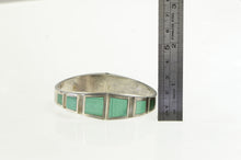 Load image into Gallery viewer, Sterling Silver Malachite Inlay Ornate Oval Bangle Bracelet 7.25&quot;