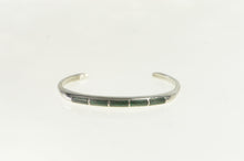 Load image into Gallery viewer, Sterling Silver Malachite Inlay Southwestern Cuff Bracelet 6&quot;