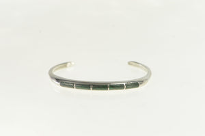 Sterling Silver Malachite Inlay Southwestern Cuff Bracelet 6"