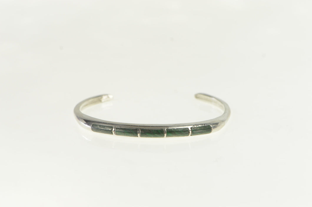 Sterling Silver Malachite Inlay Southwestern Cuff Bracelet 6