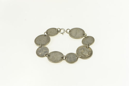 Sterling Silver 1944 D 10 20 Centavo Philippines Coin Bracelet 6.75