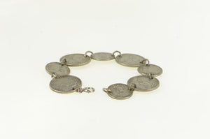 Sterling Silver 1944 D 10 20 Centavo Philippines Coin Bracelet 6.75"
