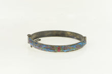 Load image into Gallery viewer, Sterling Silver Feather Inlay Vintage Statement Bangle Bracelet 8&quot;