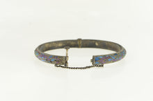 Load image into Gallery viewer, Sterling Silver Feather Inlay Vintage Statement Bangle Bracelet 8&quot;