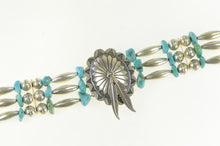 Load image into Gallery viewer, Sterling Silver Vintage Turquoise Southwestern Collar Necklace 14.75&quot;