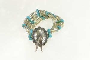 Sterling Silver Vintage Turquoise Southwestern Collar Necklace 14.75"