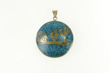 Load image into Gallery viewer, Sterling Silver Peruvian Turquoise Chip Inlay Domed Pendant