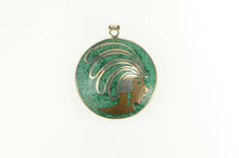 Load image into Gallery viewer, Sterling Silver Peruvian Turquoise Chip Inlay Domed Pendant