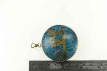 Load image into Gallery viewer, Sterling Silver Peruvian Turquoise Chip Inlay Domed Pendant