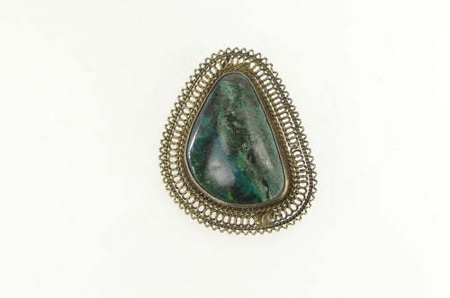 Sterling Silver Chrysocolla Vintage Southwestern Oval Pin/Brooch