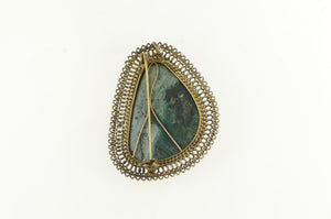 Sterling Silver Chrysocolla Vintage Southwestern Oval Pin/Brooch