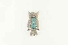 Load image into Gallery viewer, Sterling Silver Beau Vintage Turquoise Owl Wisdom Pin/Brooch