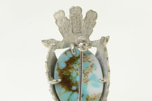 Load image into Gallery viewer, Sterling Silver Beau Vintage Turquoise Owl Wisdom Pin/Brooch