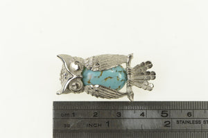 Sterling Silver Beau Vintage Turquoise Owl Wisdom Pin/Brooch