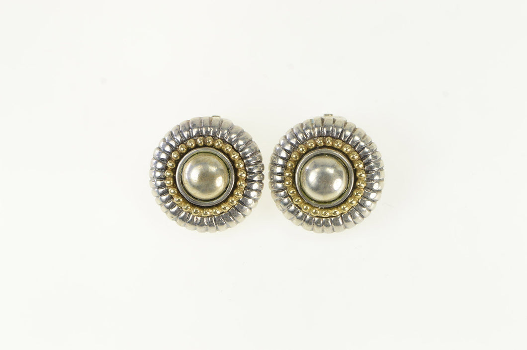 Sterling Silver Flli Menegatti 14k Gold Round Clip Earrings