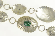 Load image into Gallery viewer, Sterling Silver Southwestern Malachite Stamped Oval Belt 39.5&quot;