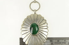 Load image into Gallery viewer, Sterling Silver Southwestern Malachite Stamped Oval Belt 39.5&quot;