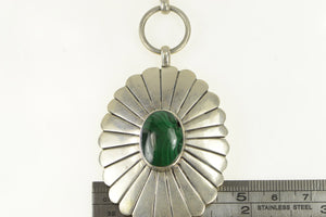 Sterling Silver Southwestern Malachite Stamped Oval Belt 39.5"